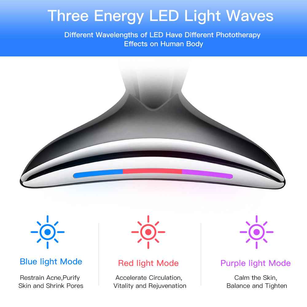 EMS Microcurrent Neck Face Beauty Device With 3 Colors LED Photon Therapy Skin Tighten Reduce Double Chin Face Lifting Devices