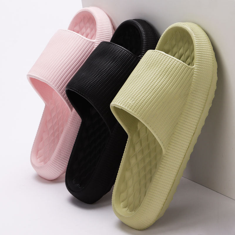 Summer EVA Slippers Solid Color Rhombus Stripe Anti-slip Slippers New Women's Home Shoes - Rokkaku 18 online shop