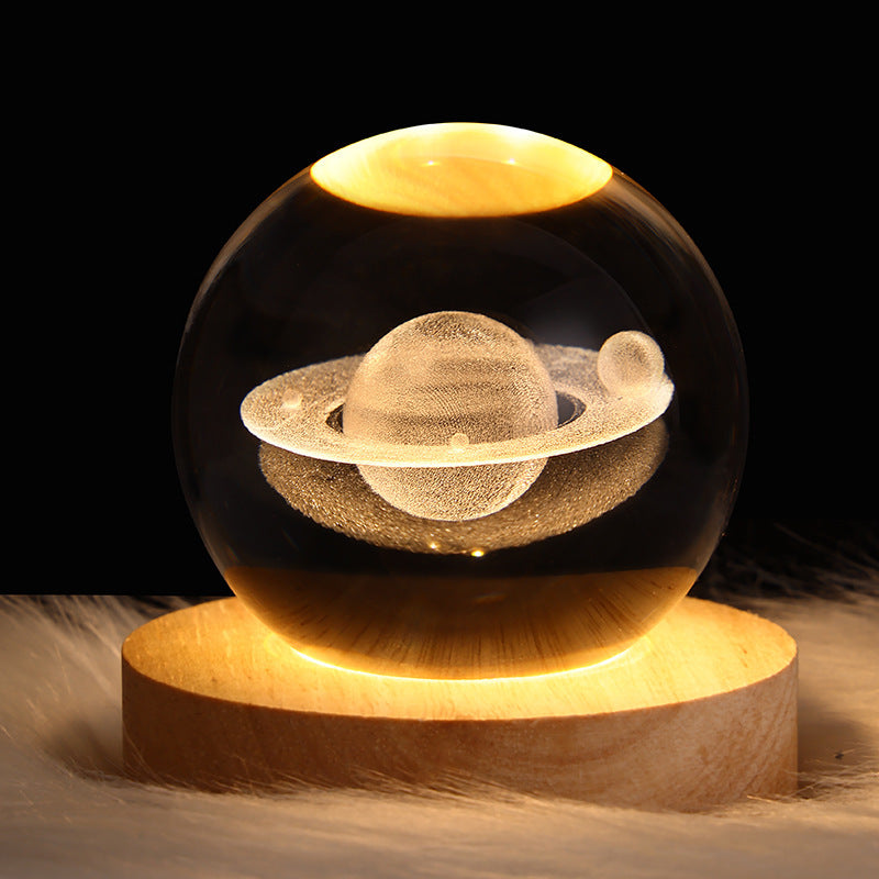 Luminous Starry Sky And Planets Moon Moon Crystal Ball Small Night Lamp Projection Ambience Light Creative Gift New Strange Gift - Rokkaku 18 online shop