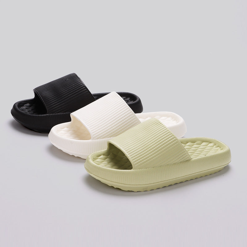 Summer EVA Slippers Solid Color Rhombus Stripe Anti-slip Slippers New Women's Home Shoes - Rokkaku 18 online shop