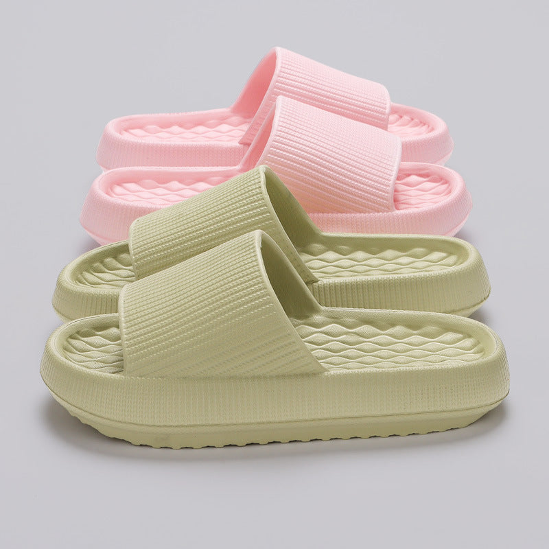 Summer EVA Slippers Solid Color Rhombus Stripe Anti-slip Slippers New Women's Home Shoes - Rokkaku 18 online shop
