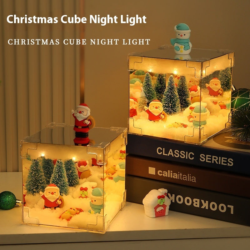 Christmas DIY Decorations Mirror And LED Cube Lamp 3D Santa Claus Snowman Tree Christmas Lights DIY Material Kit For Xmas Decor - Rokkaku 18 online shop