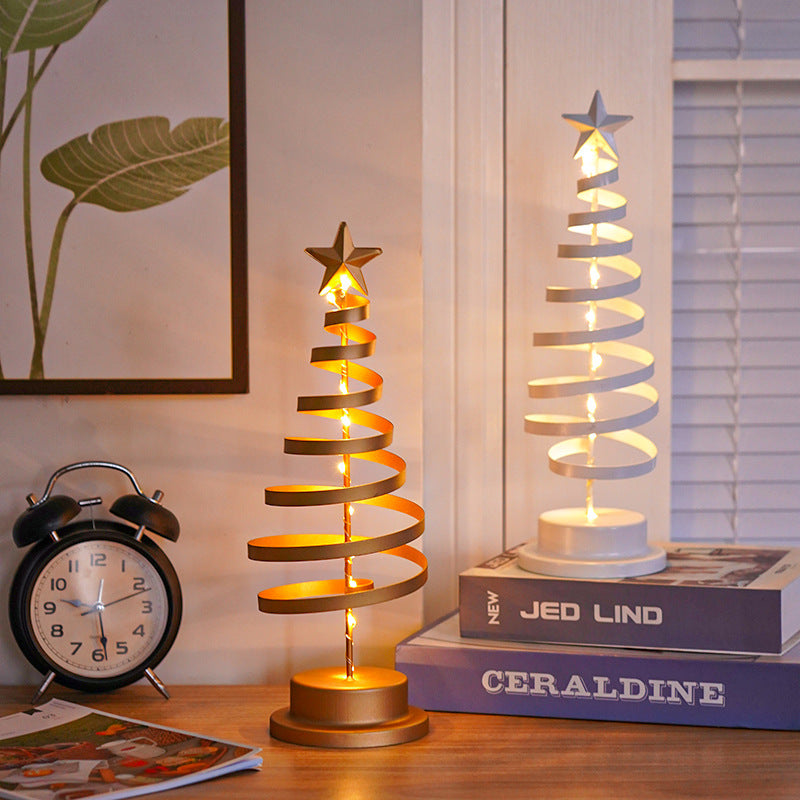 LED Christmas Tree Spiral Light Table Ornament Wrought Iron Xmas Tree Bedroom Desk Lamp Christmas Atmosphere Night Light Decor - Rokkaku 18 online shop