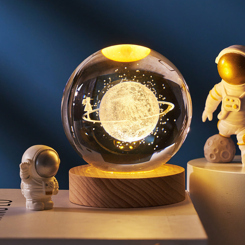 Luminous Starry Sky And Planets Moon Moon Crystal Ball Small Night Lamp Projection Ambience Light Creative Gift New Strange Gift - Rokkaku 18 online shop