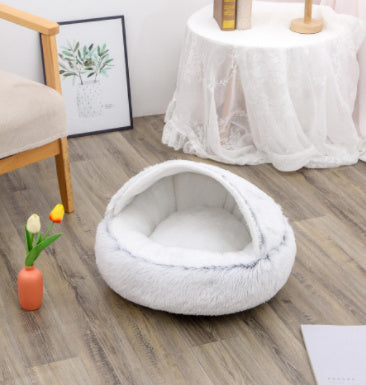 2 In 1 Dog And Cat Bed Pet Winter Bed Round Plush Warm Bed House Soft Long Plush Pets Bed Pet Products - Rokkaku 18 online shop