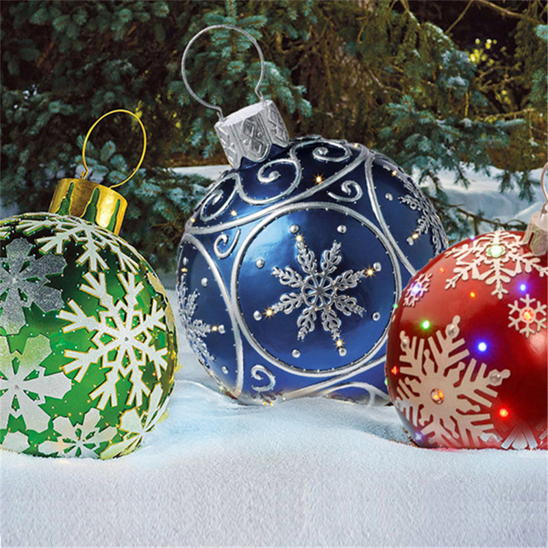 Christmas Ornament Ball Outdoor Pvc 60CM Inflatable Decorated Ball PVC Giant Big Large Balls Xmas Tree Decorations Toy Ball - Rokkaku 18 online shop