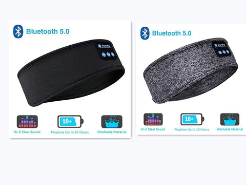 CJ wireless Bluetooth sleep headphones headbands in black and gray with Bluetooth 5.0 and washable material