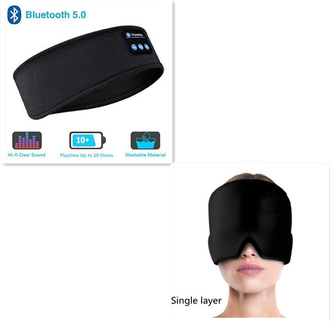 Wireless Bluetooth sleep headphones black headband with hi-fi sound washable material and 10 hour playtime