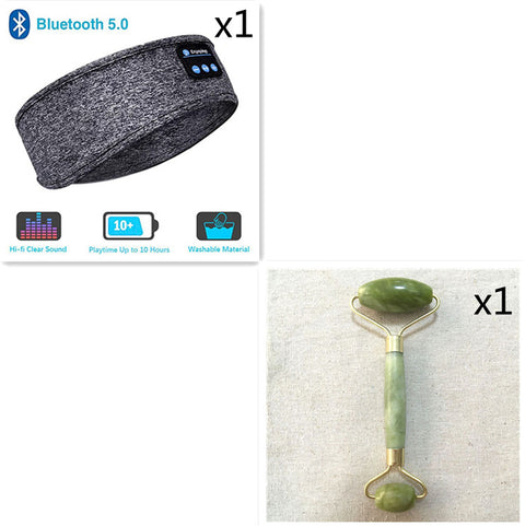 CJ wireless Bluetooth sleep headphones gray fabric headband with Bluetooth 5.0 and 10 hour playtime