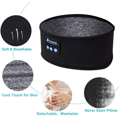 CJ wireless Bluetooth sleep headphones headband with soft breathable fabric and washable design