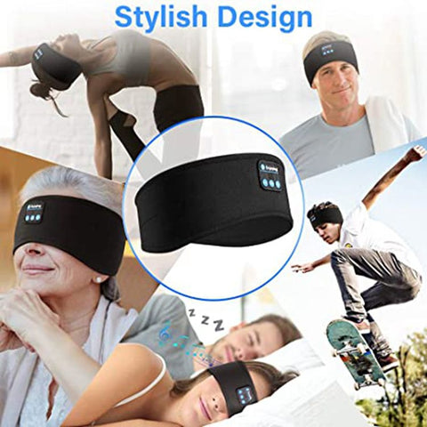 CJ wireless Bluetooth sleep headphones in black headband design for comfortable use during sleep and activities