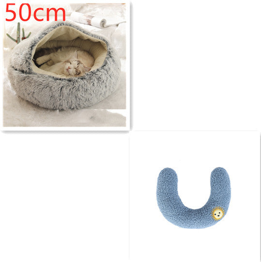 2 In 1 Dog And Cat Bed Pet Winter Bed Round Plush Warm Bed House Soft Long Plush Pets Bed Pet Products - Rokkaku 18 online shop