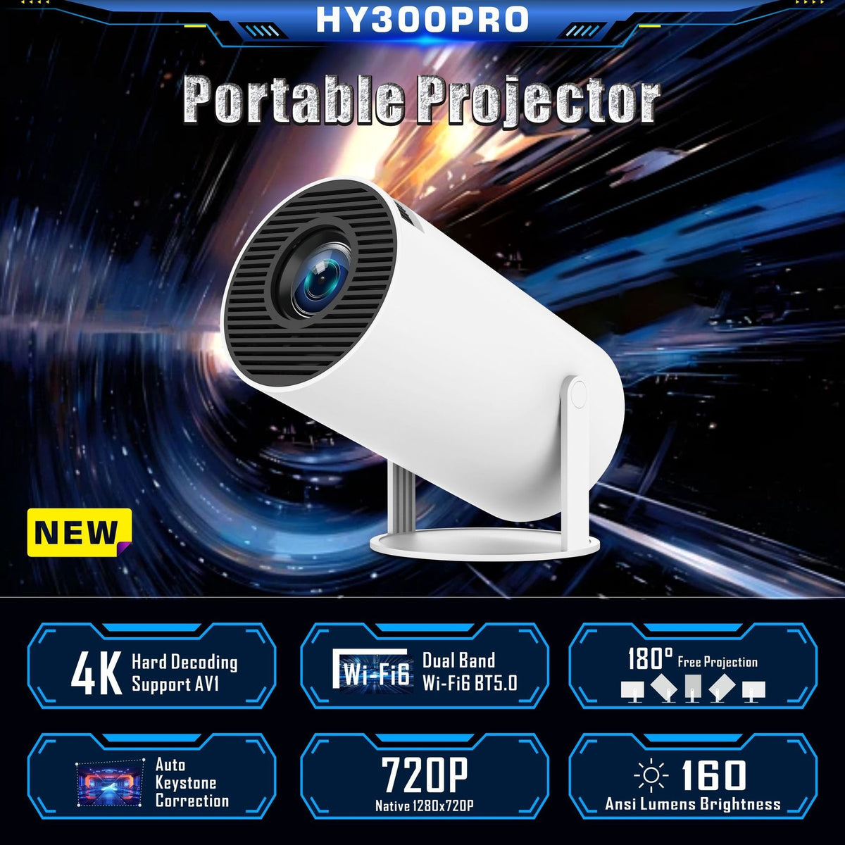 HY300 Pro Projector Home Theater Entertainment Portable Small Projector - Rokkaku 18 online shop