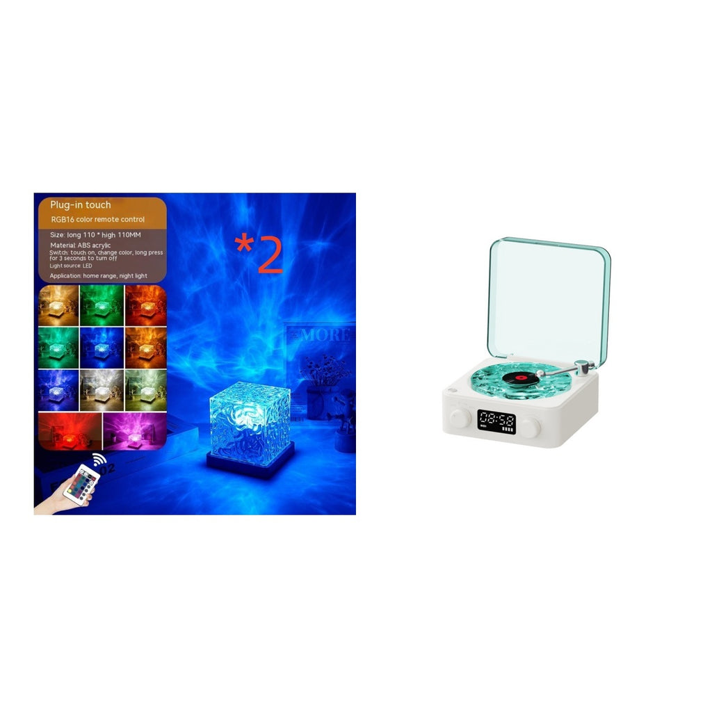 Retro Turntable Speaker Wireless Bluetooth-compatible 5.0 Vinyl Record Player Stereo Sound With White Noise RGB Projection Lamp Effect - Rokkaku 18 online shop