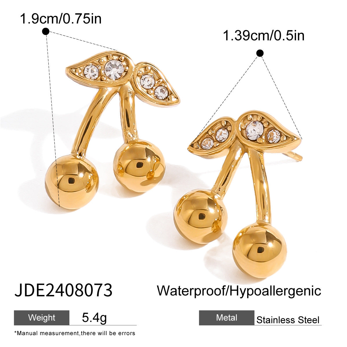 Stainless Steel Cherry Necklace Cute Earrings Ornament Women - Rokkaku 18 online shop