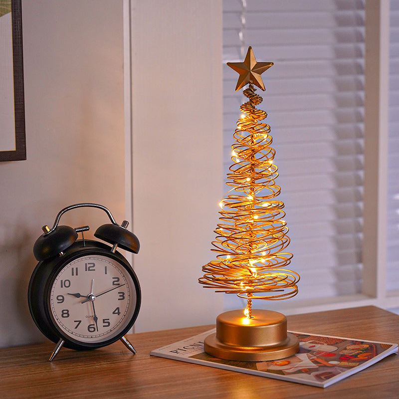 LED Christmas Tree Spiral Light Table Ornament Wrought Iron Xmas Tree Bedroom Desk Lamp Christmas Atmosphere Night Light Decor - Rokkaku 18 online shop