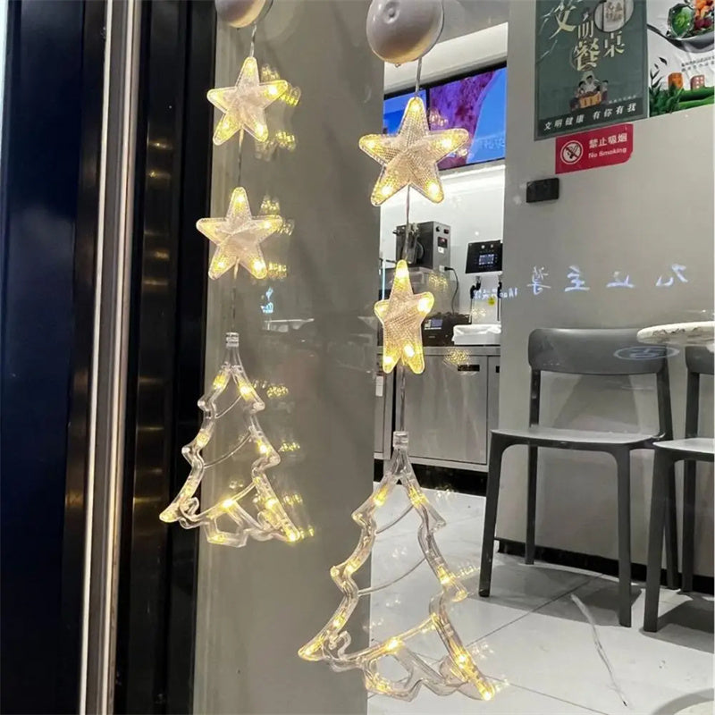 Christmas 3pcs LED Light Star Xmas Tree Hanging Sucker Lamp Window Ornaments Decoration For Home Xmas Navidad New Year Decor Christmas Decorations - Rokkaku 18 online shop