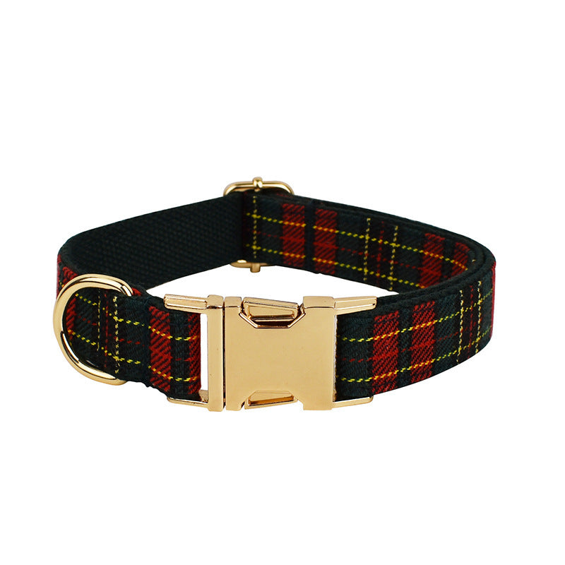 Christmas Pet Collar Plaid With Green Background Dog Rope Leash Suit - Rokkaku 18 online shop