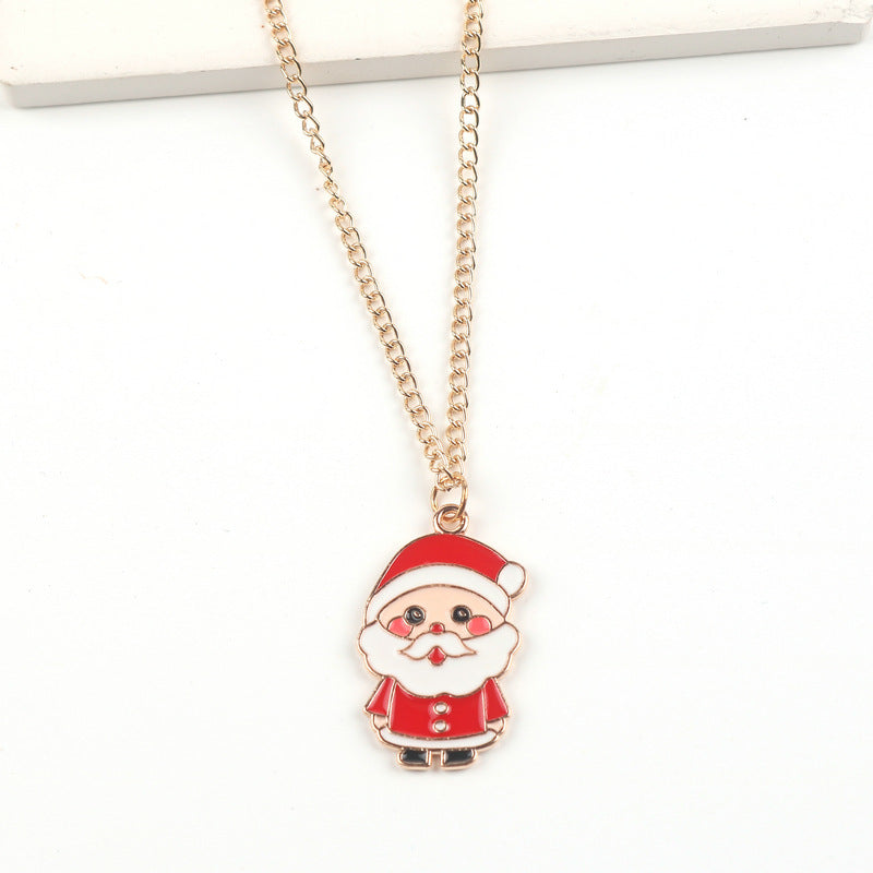 Christmas Necklace Cute Cartoon Santa Claus Snowman Elk Pendant Necklace Xmas New Year Festival Ear Jewelry Gifts - Rokkaku 18 online shop