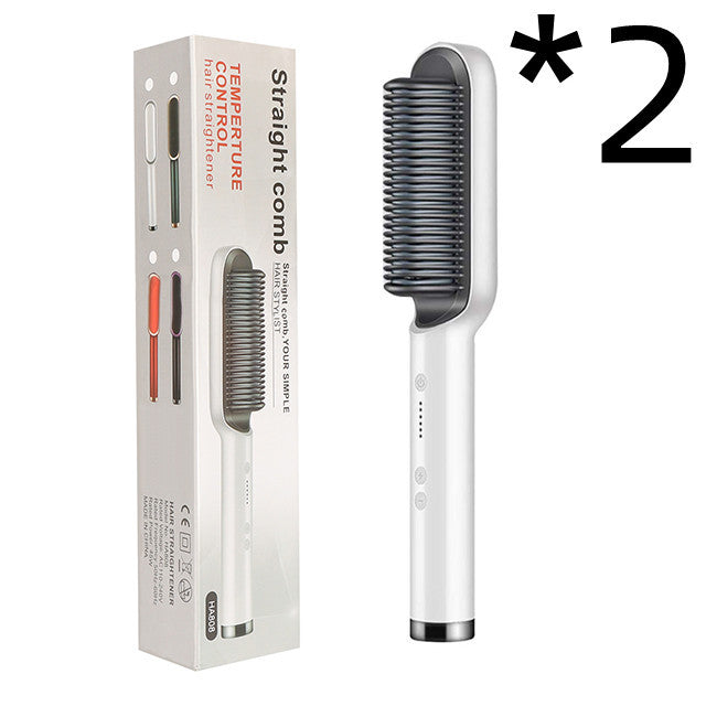 New 2 In 1 Hair Straightener Hot Comb Negative Ion Curling Tong Dual-purpose Electric Hair Brush - Rokkaku 18 online shop