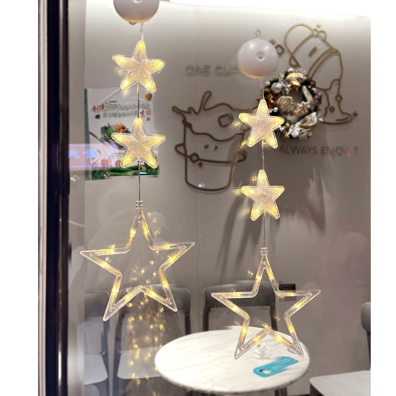 Christmas 3pcs LED Light Star Xmas Tree Hanging Sucker Lamp Window Ornaments Decoration For Home Xmas Navidad New Year Decor Christmas Decorations - Rokkaku 18 online shop