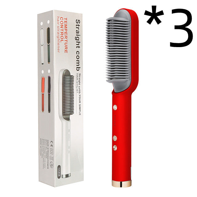 New 2 In 1 Hair Straightener Hot Comb Negative Ion Curling Tong Dual-purpose Electric Hair Brush - Rokkaku 18 online shop