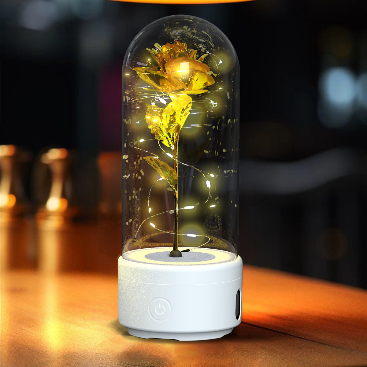 Creative 2 In 1 Rose Flowers LED Light And Bluetooth-compatible Speaker Valentine's Day Gift Rose Luminous Night Light Ornament In Glass Cover - Rokkaku 18 online shop