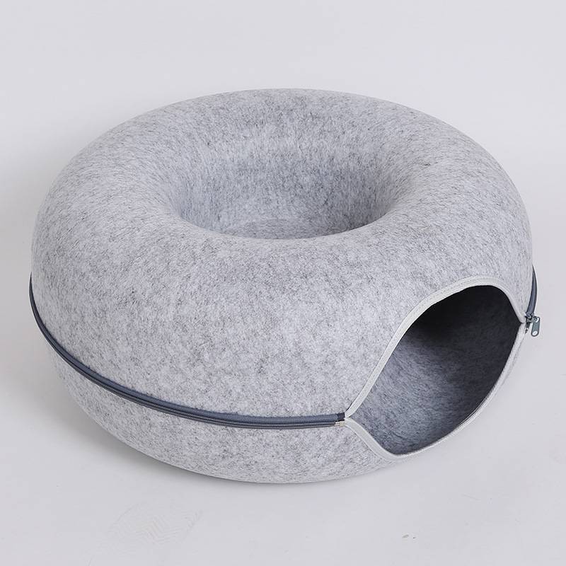 Donut Cat Tunnel Bed Pets House Natural Felt Pet Cat Cave Interactive Toys Round Wool Felt Pet Bed Cat Training Toy Cat House - Rokkaku 18 online shop
