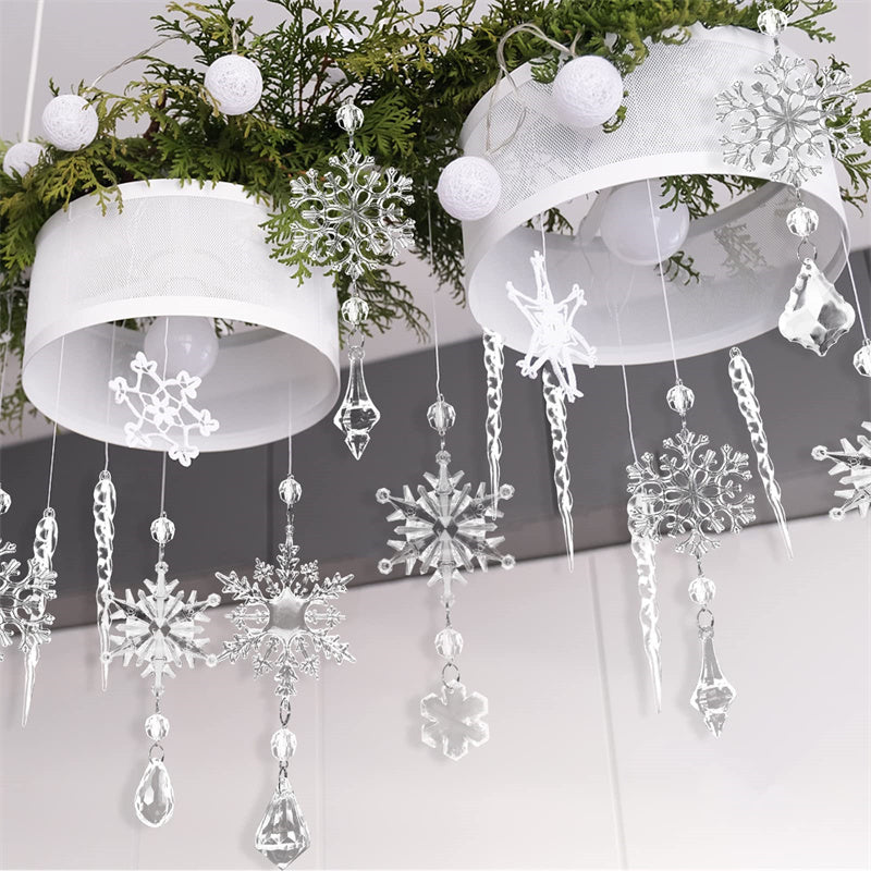 10pcs Christmas Tree Hanging Pendants Acrylic Ice Strip Snow Ceiling Xmas Ornaments New Year Christmas Decoration Home Decor - Rokkaku 18 online shop