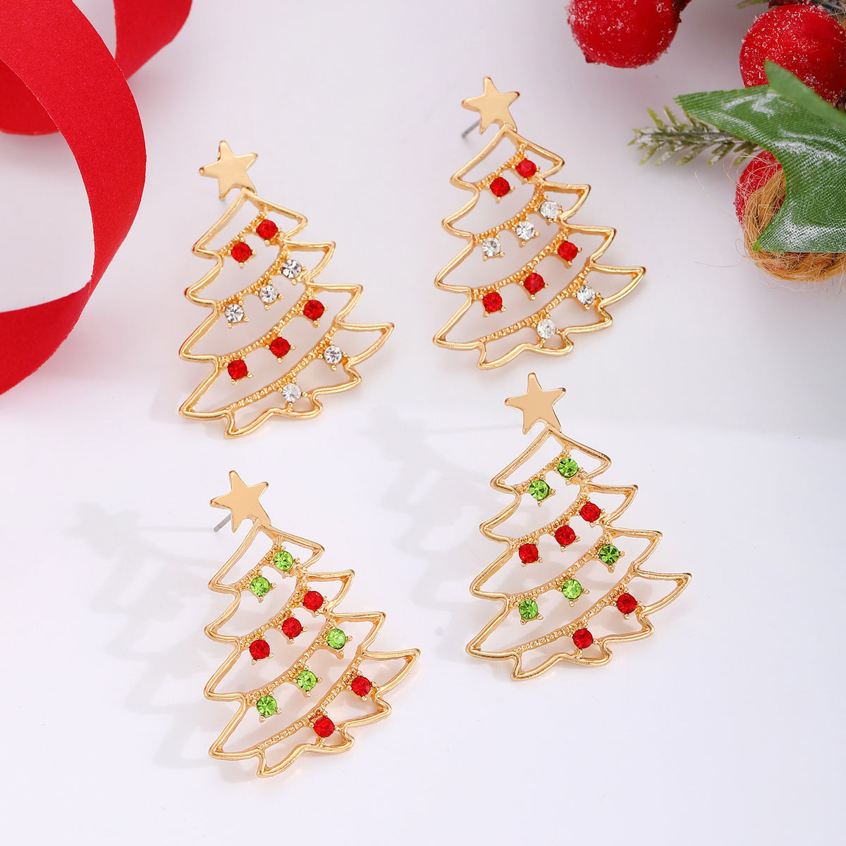 Christmas Earrings With Christmas Tree Colorful Zircon Christmas Tree Earrings  For Women Personality Earrings Party Jewelry Christmas Gift - Rokkaku 18 online shop
