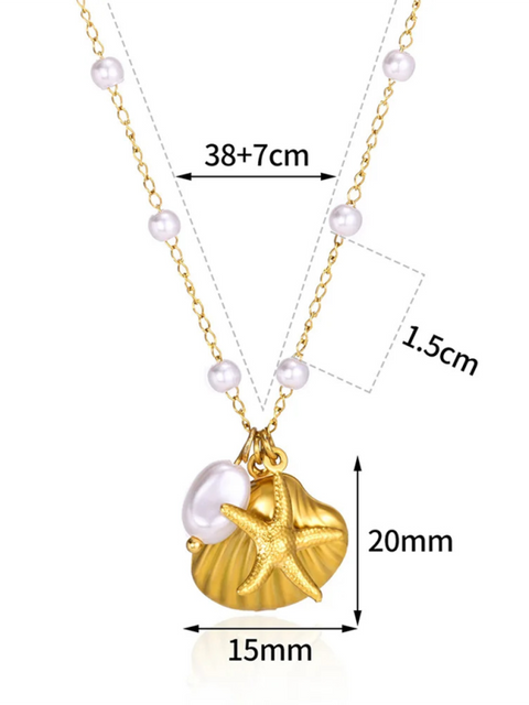 New Shell Starfish Scallop Pearl Necklace Jewelry - Rokkaku 18 online shop