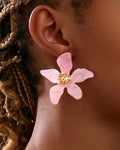 Fashionable cute girl candy color acrylic flower irregular five petal flower earrings seaside vacation - Rokkaku 18 online shop