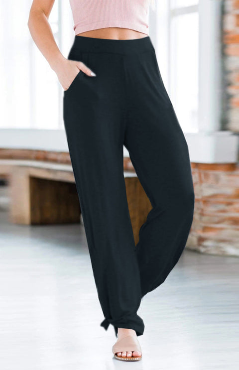 Women's Casual Casual Knit Trousers Tied Open Slits