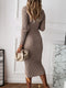 Autumn Winter Solid Long Sleeve Dress