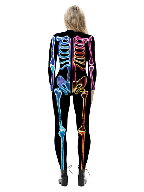 Halloween Skeleton Print Knit Jumpsuit