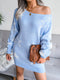 Women's star straight neck off shoulder wool dress knitted dress