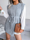 Women's casual belt vest wool skirt knitted dress