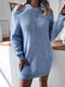 Women's off shoulder long sleeve casual loose wool dress