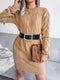 Women's fried dough twist buttock wrapped wool dress knitted dress