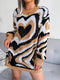 Women's contrast color love wool dress knitted dress