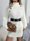 Women's casual button high neck long sleeve bottomed fur dress