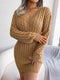 Women's fashion waist closing fried dough twist buttock wrap dress fur dress