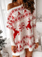 Women's Christmas Jacquard Loose Knit Long Sleeve Dress