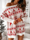 Women's Christmas Jacquard Loose Knit Long Sleeve Dress