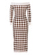 Women's sexy strapless long-sleeved plush knitted plaid dress