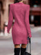 Autumn/Winter Solid Color Round Neck Long Sleeve Sexy Sweater Dress