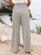 Women's casual wide-leg slub cotton loose trousers