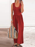 Women's Solid Color Loose Sleeveless Jumpsuit - Rokkaku 18 online shop