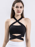 Strap fitness vest sports cross beautiful back underwear with chest pad top - Rokkaku 18 online shop