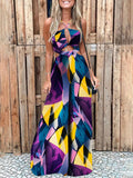 Women's Irregular Printed Sling Jumpsuit - Rokkaku 18 online shop